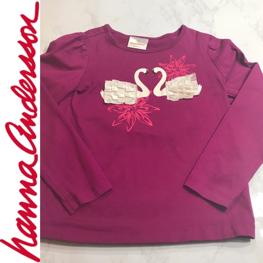 Hanna Andersson Long Sleeve T w Ruffle Swan Detail